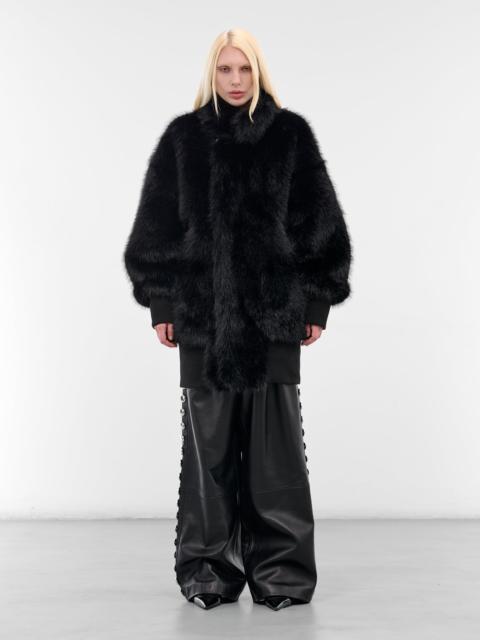 VAQUERA Black Oversized Fur Bomber Jacket