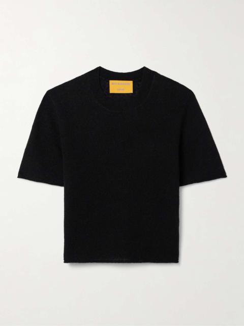 Featherweight cropped wool, cashmere and silk-blend sweater