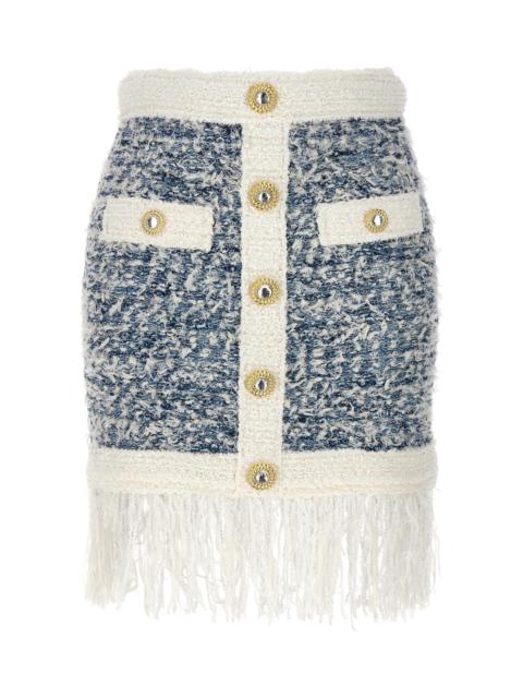 Balmain Fringed Tweed Skirt