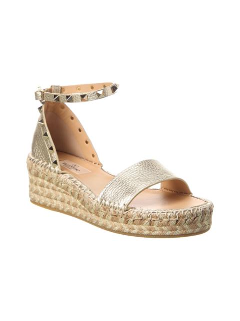 Valentino Valentino Rockstud 55 Grainy Leather Platform Sandal