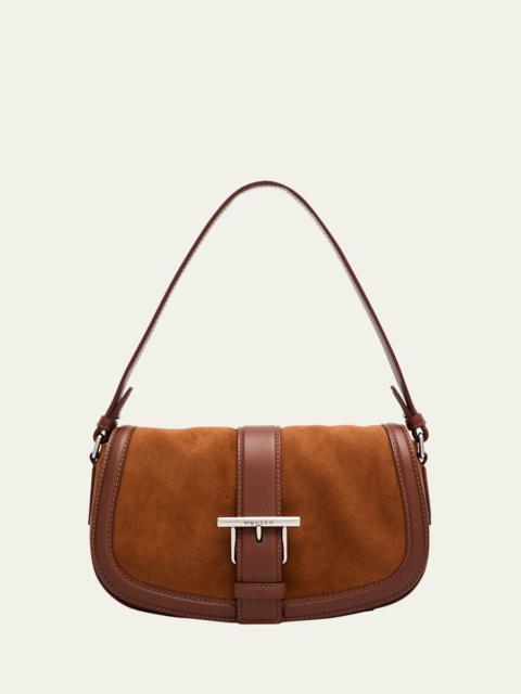 Alexander McQueen T-Bar Saddle Suede & Leather Crossbody Bag