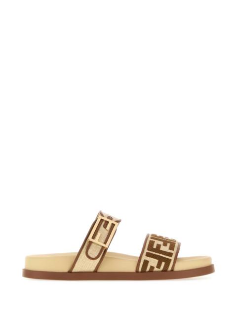 FENDI Fendi Women Two-Tone Raffia Fendi Feel Slippers