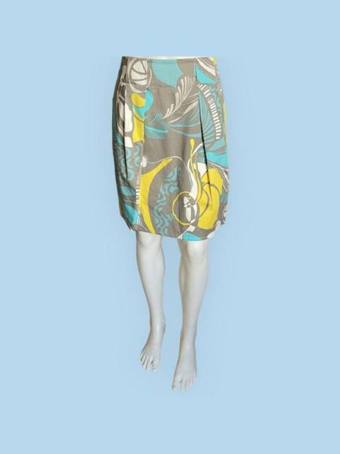 Other Designers Lafayette 148 New York - Lafayette 148 Print Aqua Yellow White Skirt 10 L NWT $298
