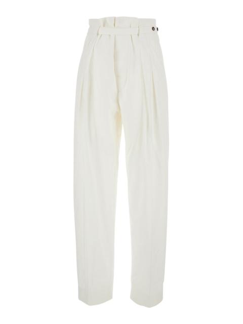 Bottega Veneta Bottega Veneta Women White Pants With Tapered Leg And Matching Waist Belt In Cotton For Women