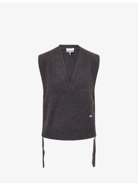 GANNI Relaxed-Fit V-Neck Wool Vest