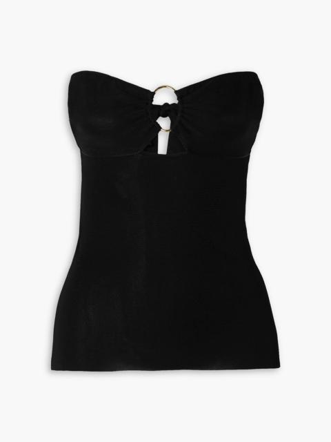 TOM FORD Strapless cutout embellished stretch-knit top
