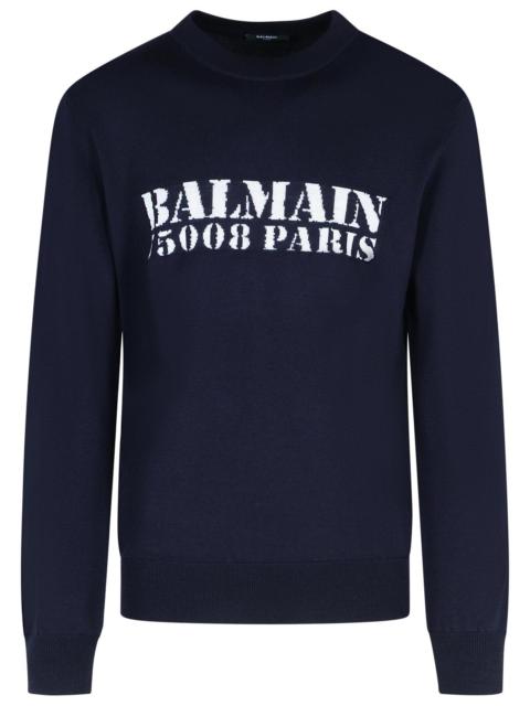Balmain Balmain Merino Wool Sweater Navy Men