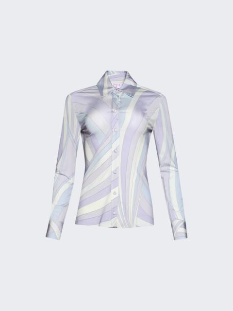 PUCCI Iride Print Satin Jersey Shirt Lavender