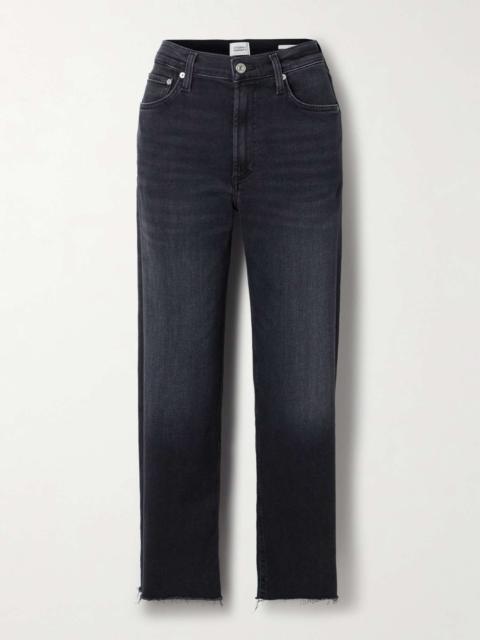 Citizens of Humanity Palma frayed high-rise straight-leg jeans Black