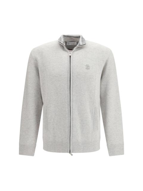 Brunello Cucinelli Brunello Cucinelli Double Cashmere Cardigan Zip Logo Beige