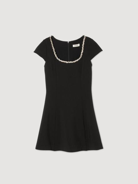 Sandro MINI DRESS WITH RHINESTONE COLLAR
