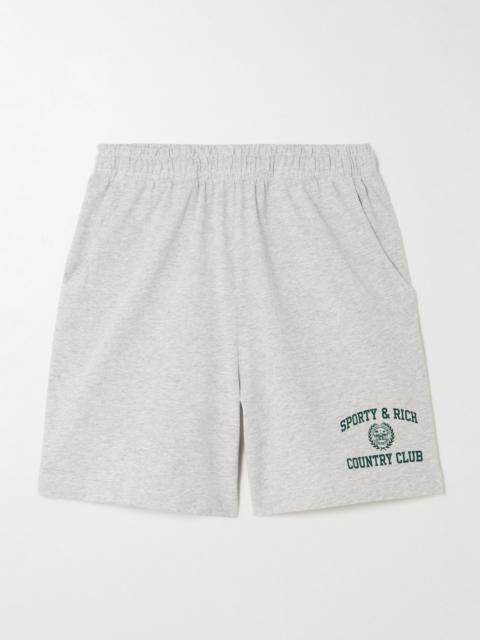 Sporty & Rich Varsity Crest Printed Cotton-blend Jersey Shorts