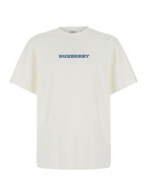 Burberry Burberry Men 'Ryan' White T-Shirt With Logo On The Front And Maxi Logo On The Back In Cotton For Men