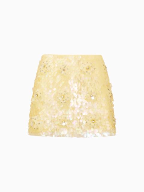 LoveShackFancy Kailini Flower Sequin Mini Skirt