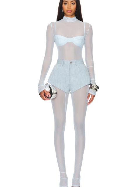 LAPOINTE Mesh Mock Neck Catsuit