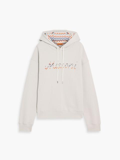 Missoni Crochet knit-trimmed French cotton-terry hoodie