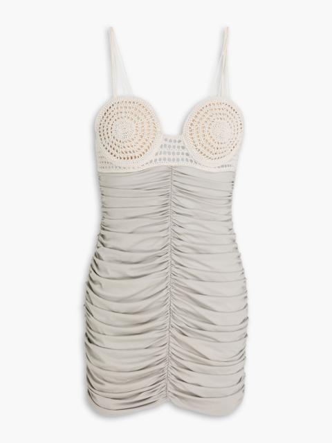 MAGDA BUTRYM Crochet-paneled ruched jersey mini dress
