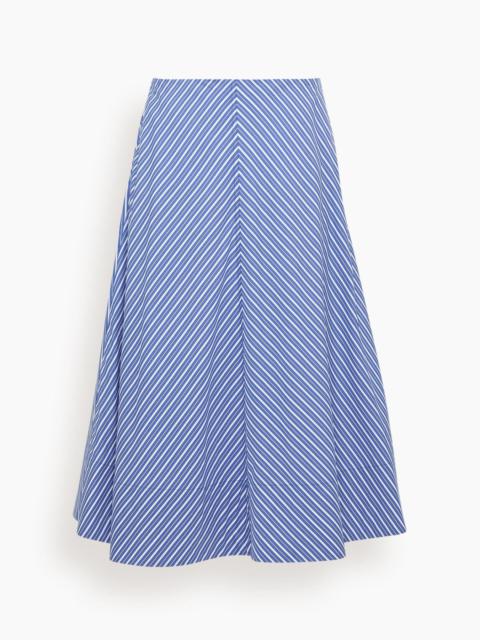 BRANDON MAXWELL Knox Low Slung Circle Skirt in Navy Stripe