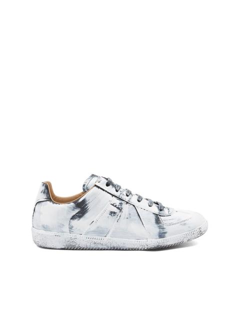 Maison Margiela REPLICA LOW TOP SNEAKERS - BLACK/GLOSSY WHITE