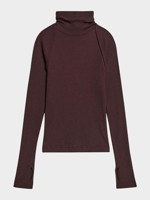 Helmut Lang Rib-Knit Shrug Turtleneck