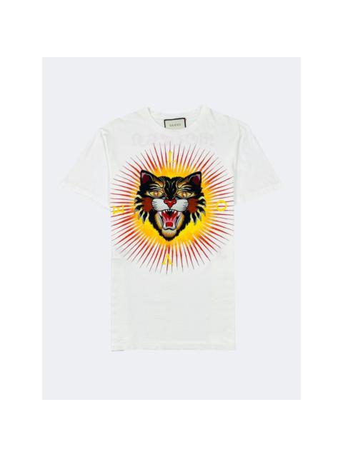 GUCCI Angry Cat Embroidered T-Shirt
