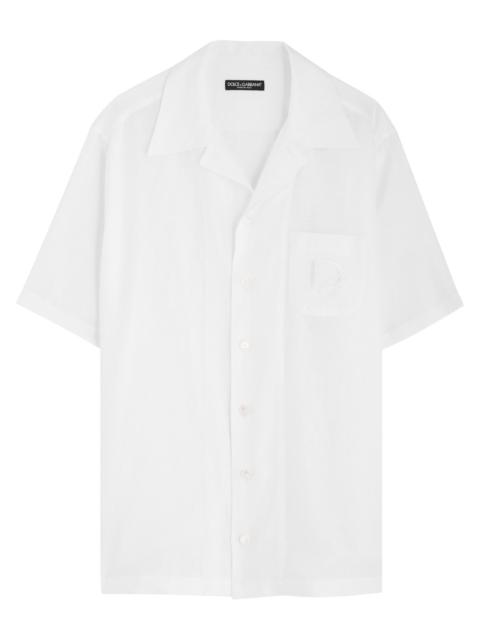 Dolce & Gabbana Logo-embroidered Linen Shirt