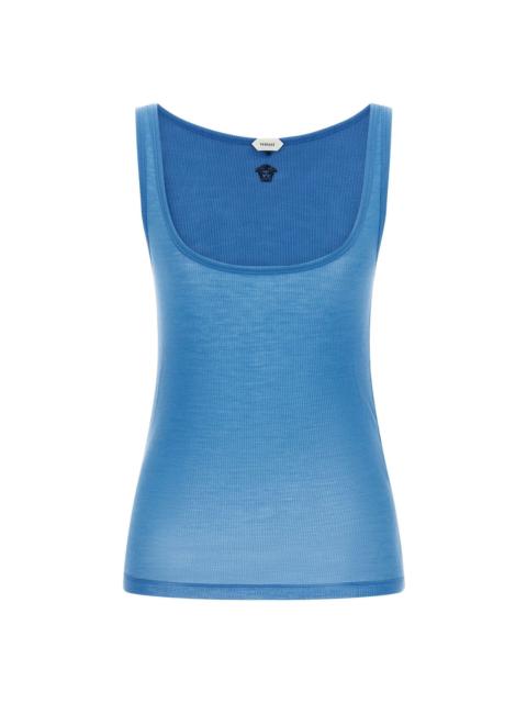 VERSACE VERSACE Medusa Light Blue Wool Tank Top New & Authentic (Wom