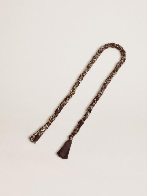 Golden Goose Burgundy braided fabric charm with brass chain