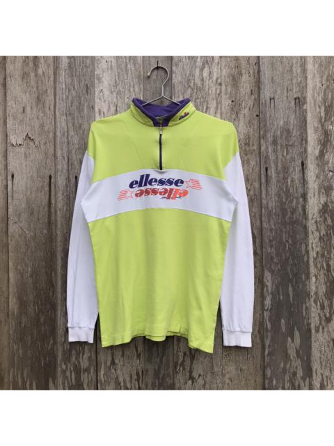 Other Designers Vintage - Vintage Ellesse Lemon Green Half Zip Sweatshirt Big Logo
