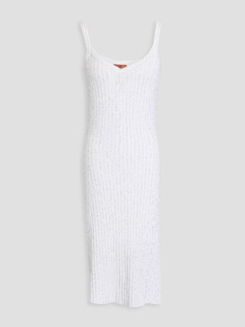Missoni Sequin-embellished ribbed-knit midi dress