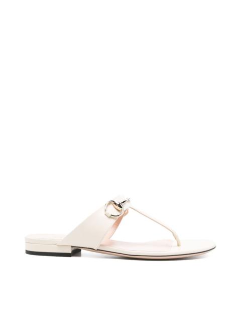 GUCCI Lady Horsebit leather thong sandals