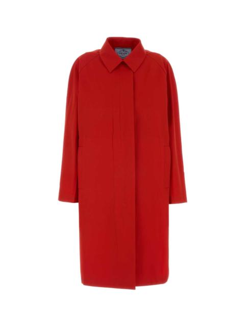 Prada Red Gabardine Overcoat