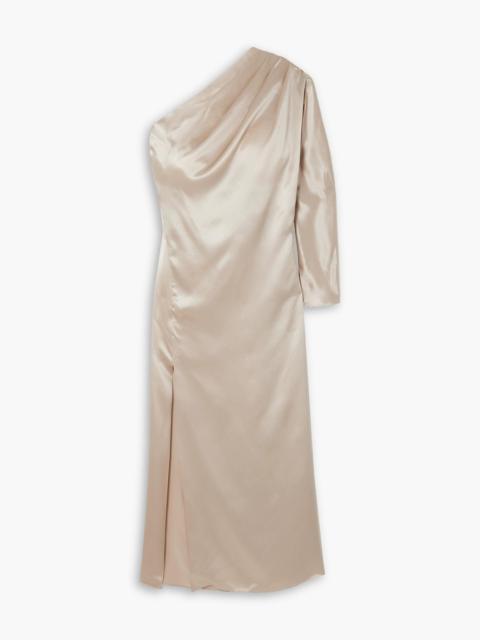 Other Designers Modena one-shoulder cutout silk-satin midi dress