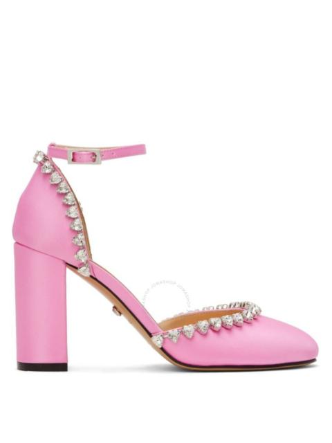 MACH & MACH Mach & Mach Audrey 95 Crystal Heart Satin Pumps