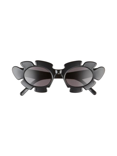 Loewe Loewe 47mm Tinted Oval Sunglasses in Shiny Black /Smoke at Nordstrom