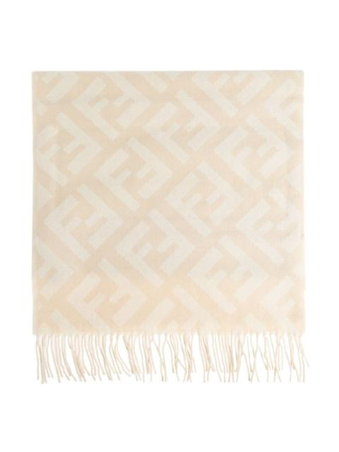 FENDI Fendi FF Jacquard Fringed Cashmere Scarf