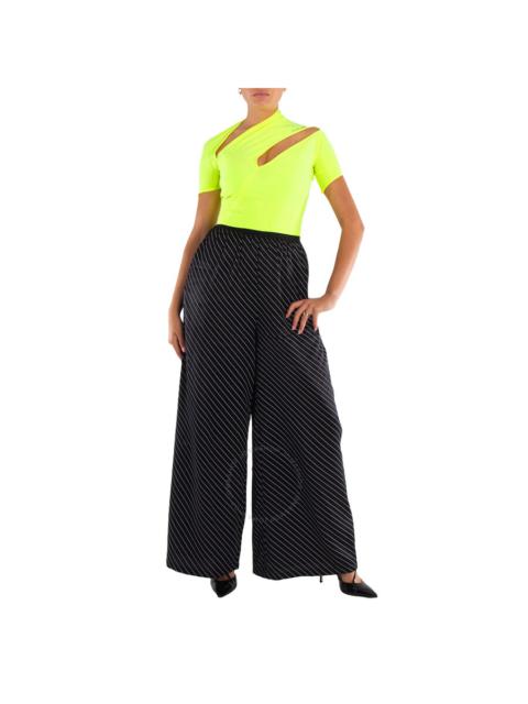 Other Designers Thierry Mugler Ladies Neon Yellow Asymmetrical Eco Sport Lycra Bodysuit