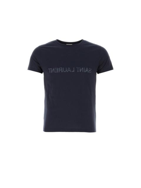 SAINT LAURENT SAINT LAURENT Navy Blue Cotton T-Shirt New & Authentic (Men'