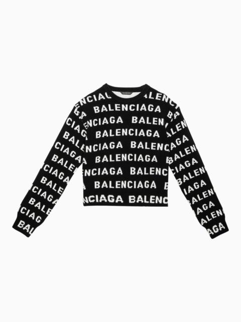 Balenciaga Black/White All Over Logo Sweater