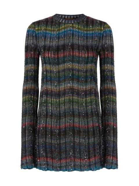 Missoni Wavy Checkered Loom Knit Sweater multi