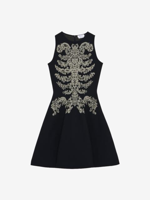 Alexander McQueen Lace Ribcage Jacquard Mini Dress