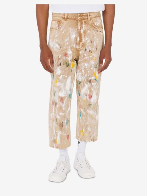 Moschino PRINTED STRETCH COTTON BULL TROUSERS