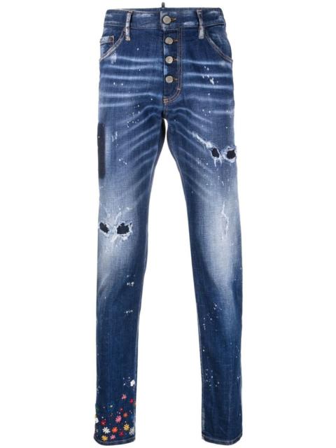 DSQUARED2 Ditsy ripped slim-fot jeans