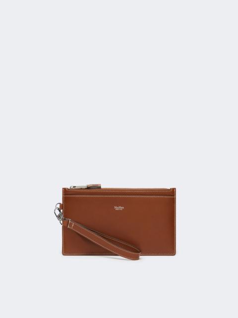 Max Mara Wrist-strap leather pouch - AMBER BROWN