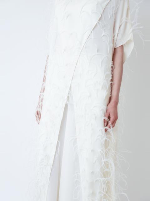 LAPOINTE Georgette Mock Neck Maxi Top With Feathers