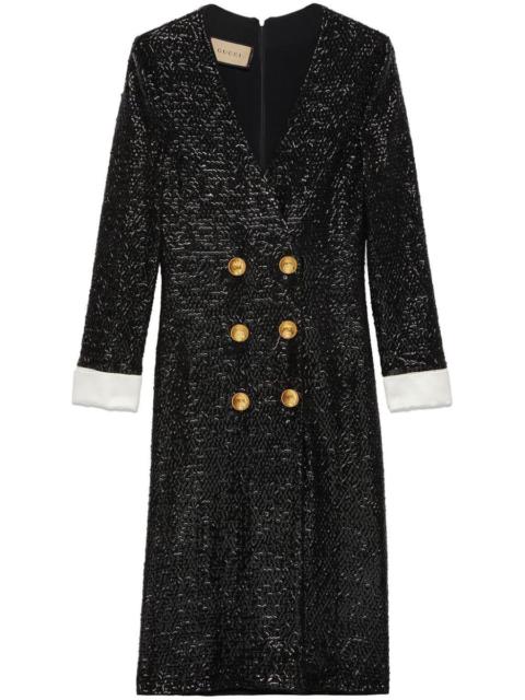 GUCCI Sequin-embellished V-neck Midi Dress