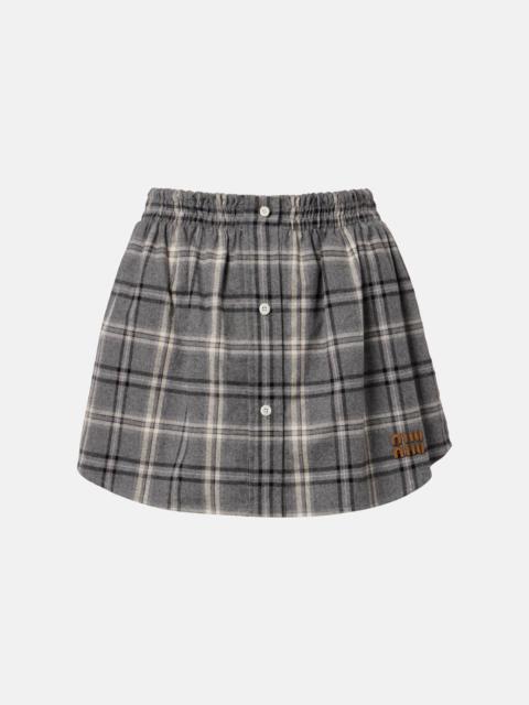 Miu Miu Plaid cotton flannel miniskirt