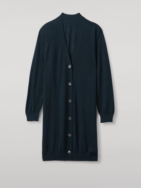 Johnstons of Elgin Elise Bottle Green Long Superfine Cashmere Cardigan