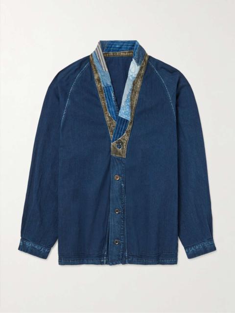 Tiger Juddbhan Patchwork Corduroy-Trimmed Denim Cardigan