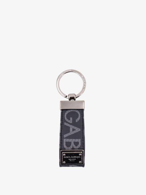 Dolce & Gabbana Dolce & Gabbana Coated Canvas Keychain With All-Over Lettering Logo